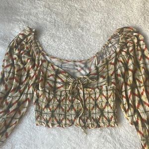 Urban Outfitters Yellow Green and Red Tie Dye Crop Top